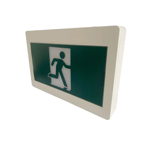 LED Running Man Safety Exit Sign – 3.5W – 6000-7000K – Green – 120-347V – 3.6V 2000mAh Ni-Cd Battery – Single & Double Face – UL Listed - Lumens Depot