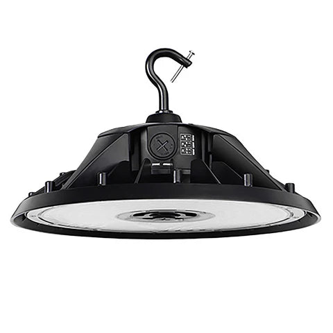 Adjustable Wattage LED UFO High Bay – 100W/120W/150W – 22,500 Lumens – 5000K – 120-277V – Black Housing – IP65 Waterproof – UL & DLC Listed - Lumens Depot