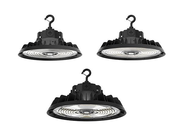LED UFO High Bay Light - Sensor Ready Base, Selectable Watt 150W/120W/100W and CCT 4000K/5000K, 23,100 Lumens, 120-277 VAC - Lumens Depot