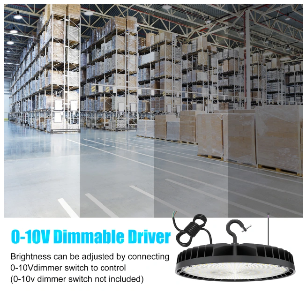 LED UFO High Bay Light, BI 150W/120W/90W, CCT Tunable 3000K/4000K/5000K, 100-277VAC, Black, with US Plug - Lumens Depot