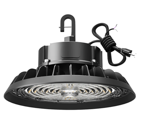 LED UFO High Bay Light: BI 240W/200W/150W, CCT Tunable 3000K/4000K/5000K, 100-277VAC, Black, with US Plug - Lumens Depot
