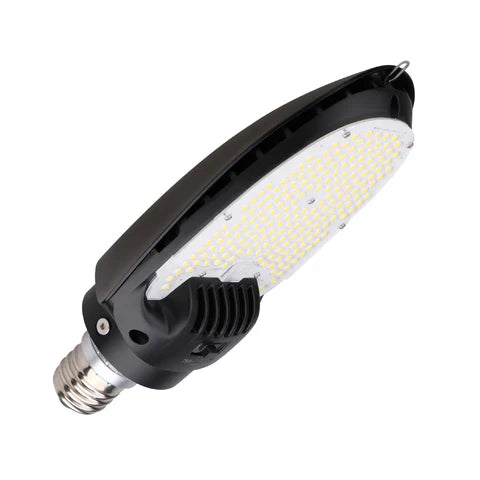 High-Lumen LED Flat Head Corn Bulb - 75W/95W/115W Adjustable - 12824 Lumens - 5700K Daylight - E39/EX39 Base - 100-277V - IP64 Waterproof - UL & DLC Listed - Black Housing - Lumens Depot