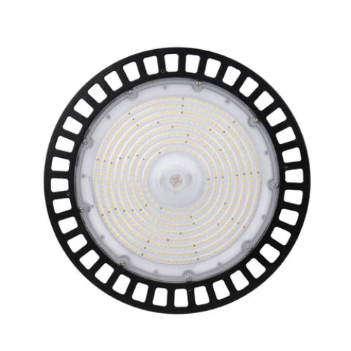 100W LED Round High Bay Light - 14500 Lumens - 5000K - 120-277V - Dimmable - IP65 Waterproof - UL & DLC Listed - Black Housing - Lumens Depot