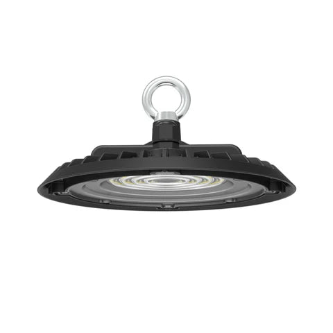 80W LED Round High Bay Light – 9200 Lumens - 5000K - 120V - DOB - IP65 - UL Listed - Black Housing - Lumens Depot