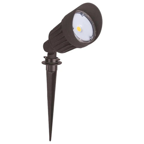 10W LED Landscape Light - 800 Lumens - 3000K Warm White - 12V DC - Ground Stake Mount - Bronze Housing - IP65 ETL Listed - Lumens Depot