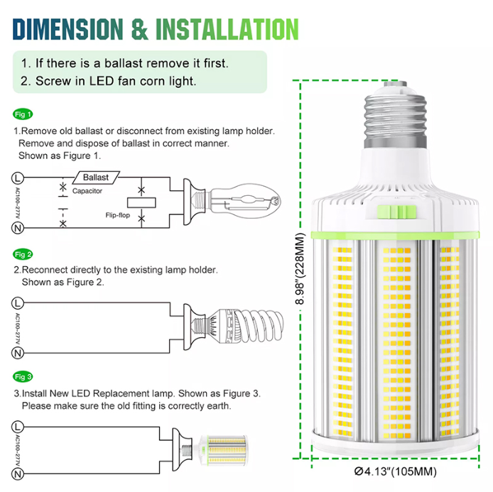 LED Corn Bulb, 120W, 16800 Lumens, 5000K, E39 Base, 100-277 VAC - Lumens Depot