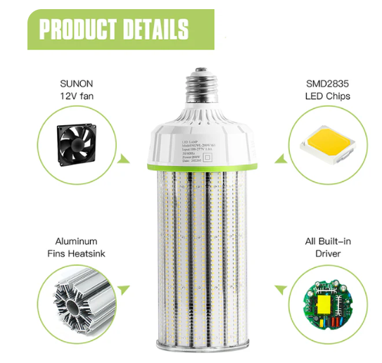 LED Corn Bulb, 250W, 37,500Lumens, 5700K, E39 Base, 277-480 VAC - Lumens Depot