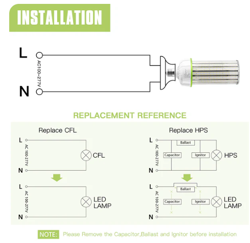 LED Corn Bulb, 250W, 37,500Lumens, 5700K, E39 Base, 277-480 VAC - Lumens Depot