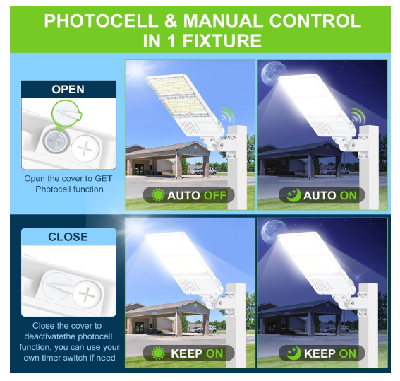 320W LED Shoebox Parking Lot Light with Photocell, UL DLC Listed, 48,000LM, 5000K, IP65, Commercial Area Pole & Flood Fixture, 100-277V, 3-in-1 Arm & Slip Fitter Mount - Lumens Depot
