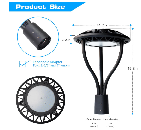 LED Circular Area Light – 100W/80W/60W, 5000K, 100-277V AC, Built-in Photocell - Lumens Depot