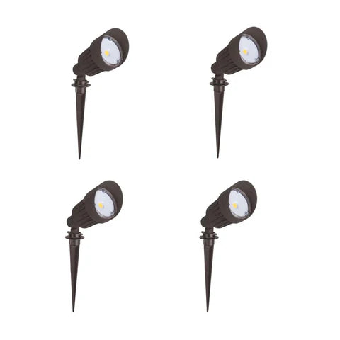 10W LED Landscape Light - 800 Lumens - 3000K Warm White - 12V DC - Ground Stake Mount - Bronze Housing - IP65 ETL Listed - Lumens Depot