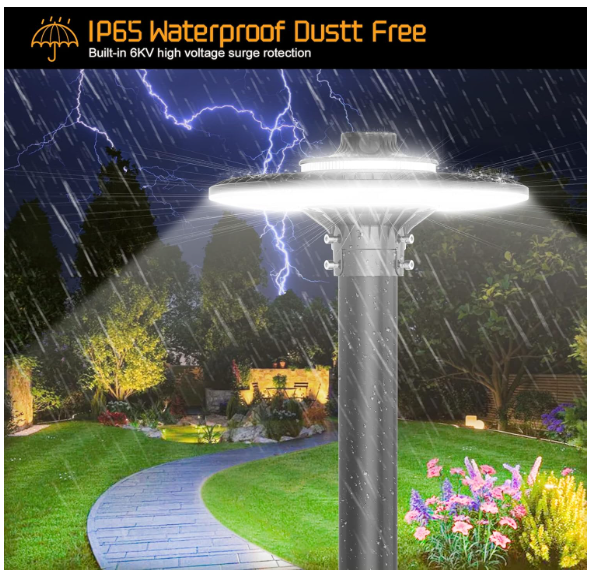 120W LED Circular Area Light – 5000K, 100-277V AC, Built-in Photocell, IP65 Waterproof Post Top Light, UL Listed - Lumens Depot