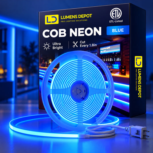110-120V Blue COB Peel and Stick Tape Light (10mmx4.5mm), 800Lumens/M