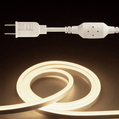 110V-120V Warm White (2600K)Neon LED Rope Light - 8mmX16mm,Commercial Grade, IP65, 189 LM/M -Cuttable, dimmable - Plug and Play And Hardwired - Lumens Depot