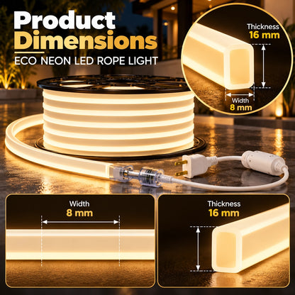 110V-120V Neon LED Rope Light, 2600K Warm White, 189 Lumens per Meter - Lumens Depot