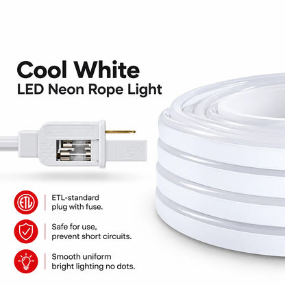 110V-120V Neon LED Rope Light, 4500K Neutral White, IP65, 189 Lumens/meter - Lumens Depot