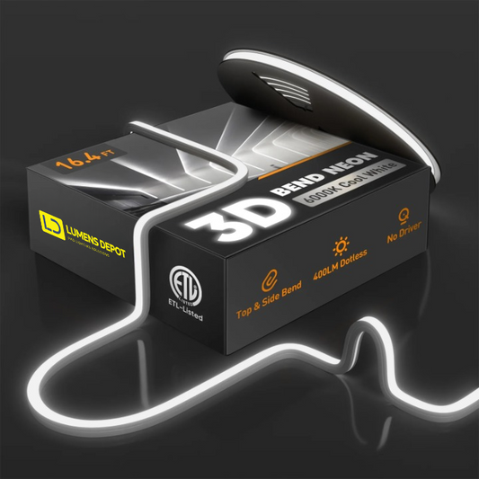 120V 3D Bend Flexible Neon Flex LED Strip, Top & Side Bend, 6000K Cool White - Lumens Depot
