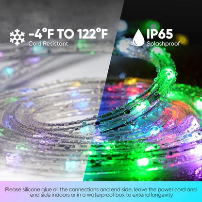 120V RGB Twinkle LED Rope Light with Remote Control and Dynamic Color Modes - Lumens Depot