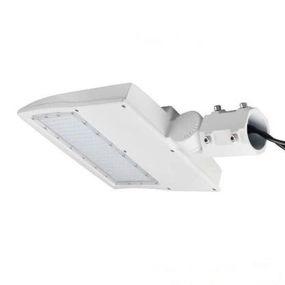 LED Parking Lot Light Bracket - White 3-in-1 Adjustable Mount | Direct, Trunnion & Slip Fitter Arm - Lumens Depot