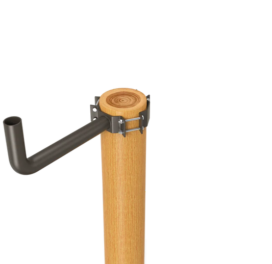 1 Arm Wrap Around Bracket for Wood Pole, Fit for 7-10 inch Poles, Dark Bronze Color - Lumens Depot