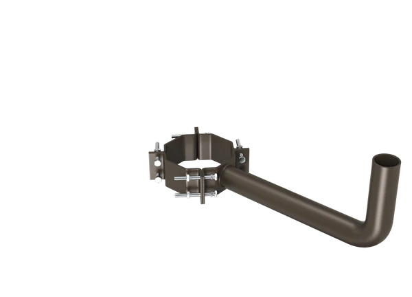 1 Arm Wrap Around Bracket for Wood Pole, Fit for 7-10 inch Poles, Dark Bronze Color - Lumens Depot