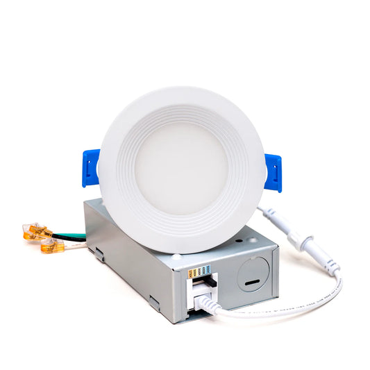 3" Flat Trim recessed Downlight with Junction Box, 8 Watts - Ultra-Slim, Adjustable 5 CCT Selector – Energy Star and  ETL Certified - Lumens Depot