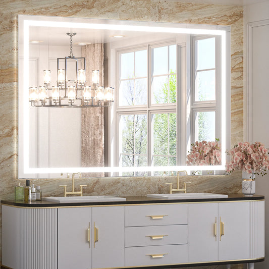 3-Color Dimmable Frontlit LED Bathroom Mirror – ETL Certified - Anti-Fog - Wall-Mounted Vanity - Lumens Depot