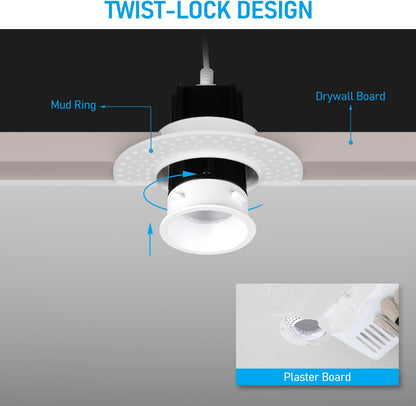 1" Trimless LED Recessed Light, 9W, Dimmable, 2700K-5000K