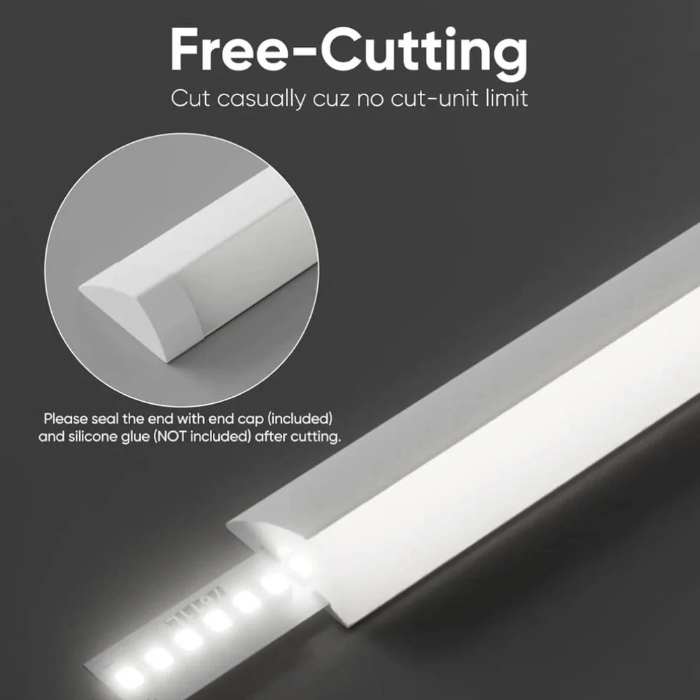 24V Anti-Glare Bright Cozy Under Cabinet LED Strip Free Cut 6000K Cool White - White Shell - Lumens Depot
