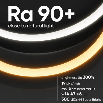 24V Anti-Glare Bright Cozy Under Cabinet LED Strip Free Cut 2700K Warm White - Black Shell