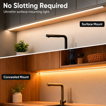 24V Anti-Glare Bright Cozy Under Cabinet LED Strip Free Cut 2700K Warm White - Black Shell