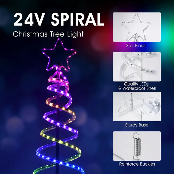24V Dual Spiral RGB Christmas Tree Light – Sturdy Chasing Lights for Festive Decoration - Lumens Depot