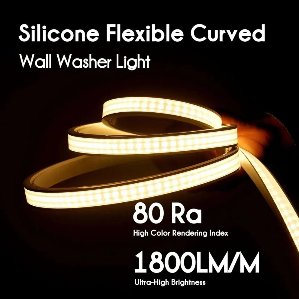 24V Flexible Wall Washer LED Strip Light, IP67, Linear Grazer Light White - Lumens Depot