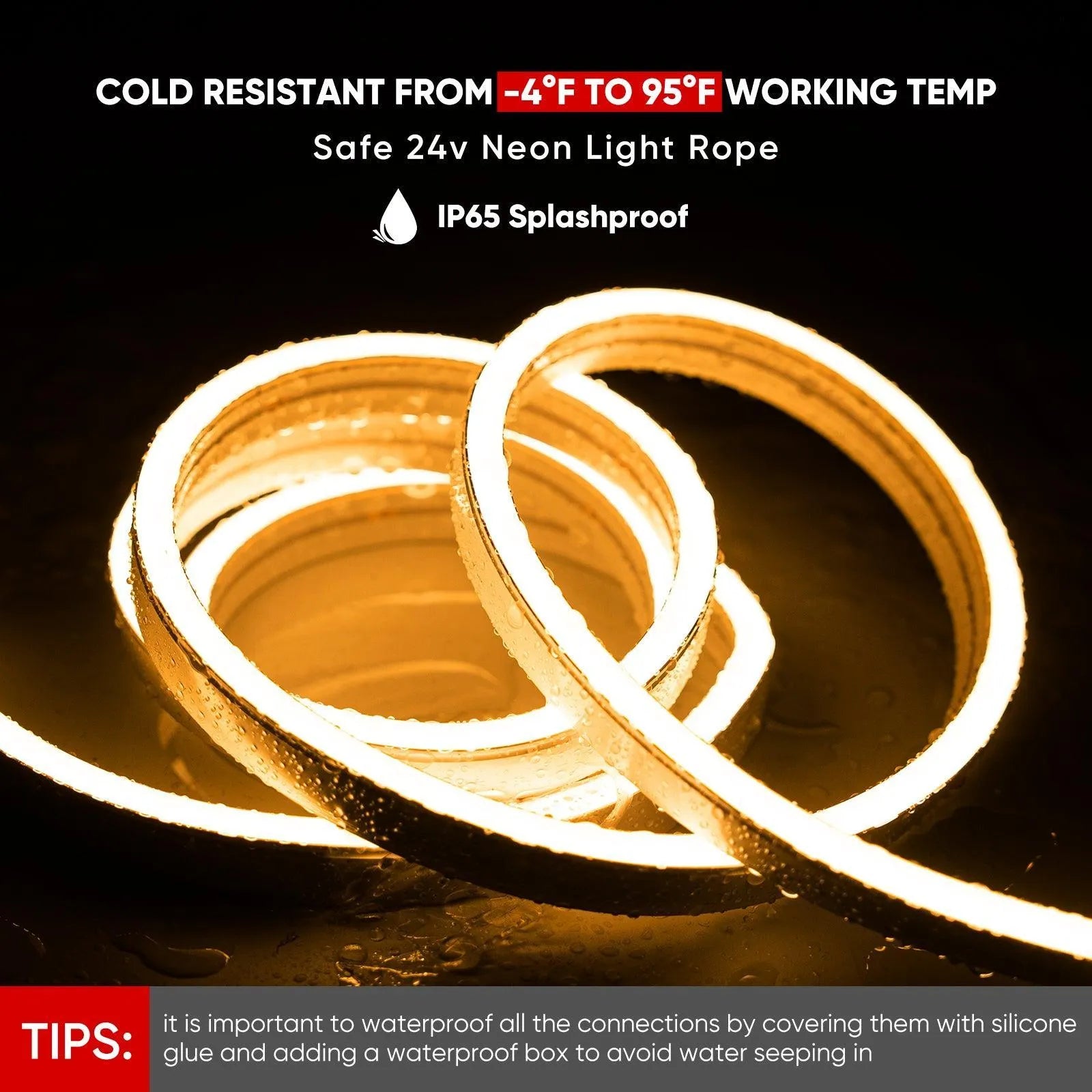 16FT 24V Smart RGBW LED Neon Rope Light, Cool and Warm White – Anti ...