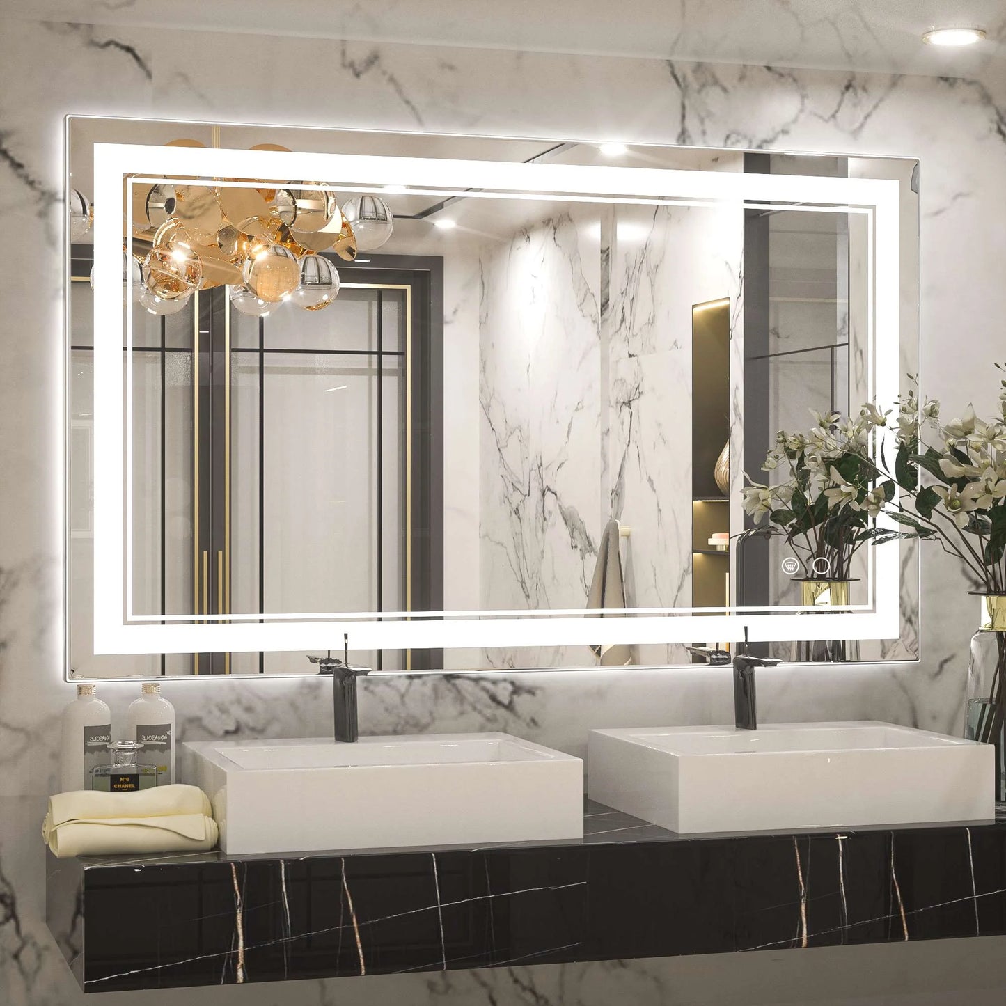 Classic Frontlit LED Bathroom Mirror – Shatterproof - Anti-Fog - Wall-Mounted Vanity Mirror with IP54 Waterproof Rating - Lumens Depot