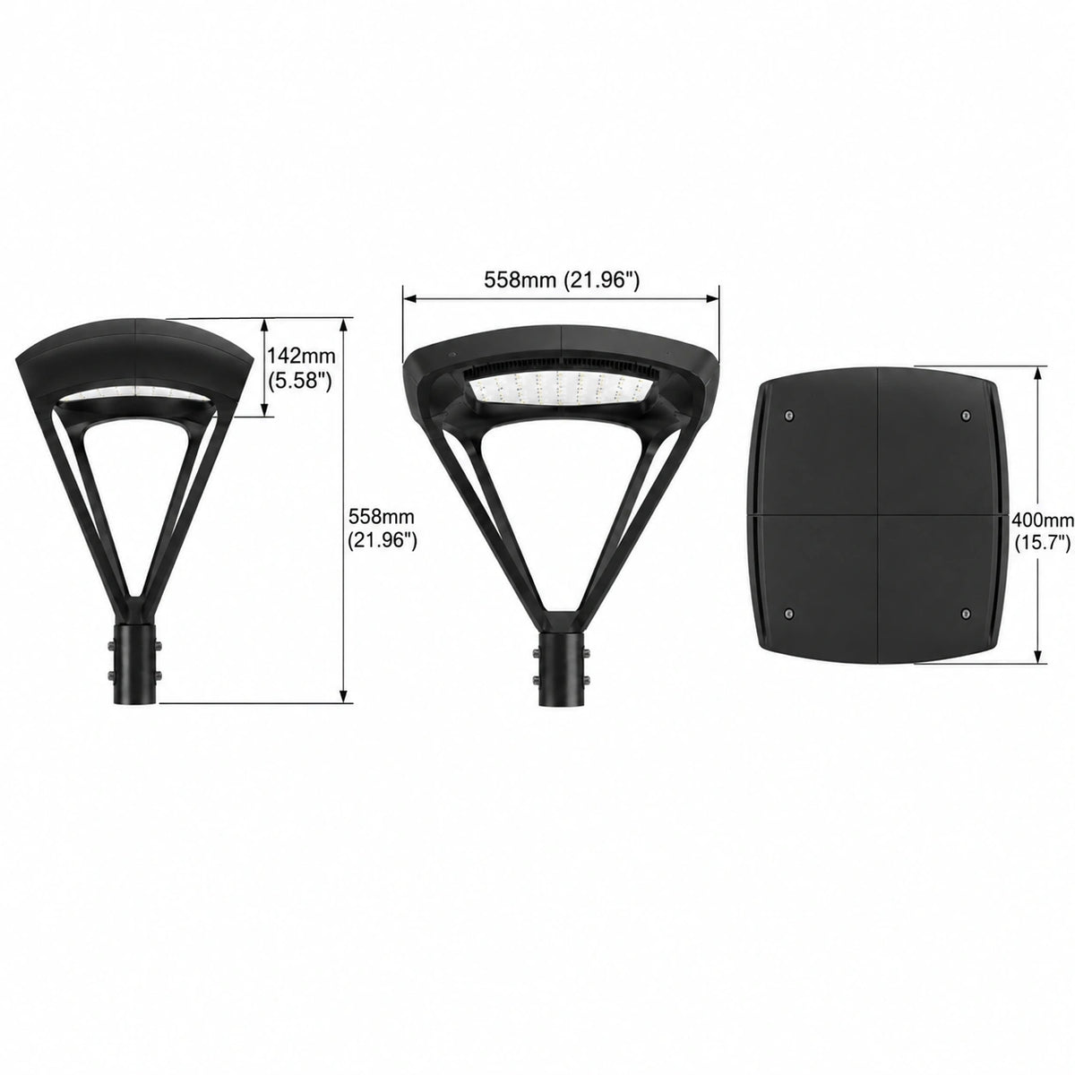 LED Post Top Light, 300W, CCT 5000K, 277-480 VAC, 39,000 Lumens