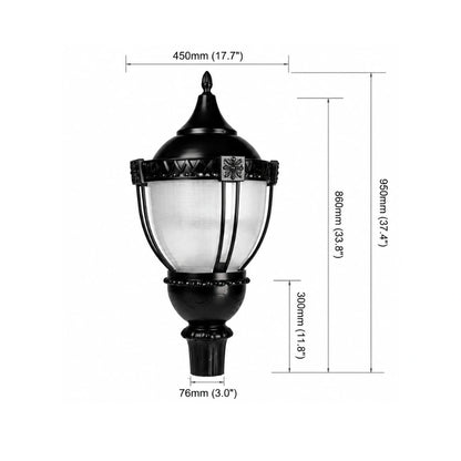 LED Post Top Light, Selectable 100W/80W/60W and CCT 3000K/4000K/5000K, 100-277 VAC, 14000 Lumens, Built-in Photocell