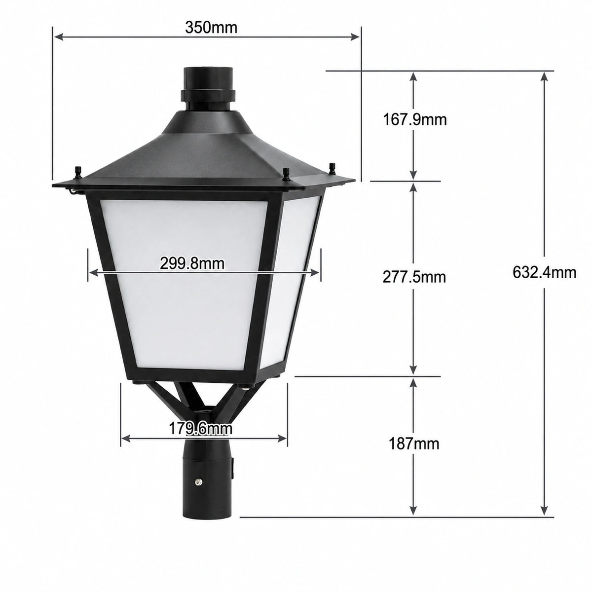 LED Post Top Light, 120W, CCT 3000K, 100-277 VAC, 12,000 Lumens, PC Lens