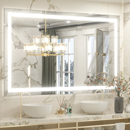 3-Color Dimmable Frontlit LED Bathroom Mirror – ETL Certified - Anti-Fog - Wall-Mounted Vanity - Lumens Depot