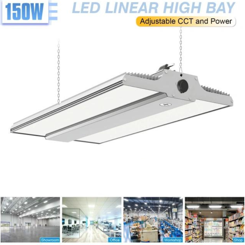 1.2ft LED Linear High Bay Lights | Adjustable CCT & Wattage 150W | 3000K-4000K-5000K | 22,500 Lumens Max | Versatile Lighting Solution - Lumens Depot