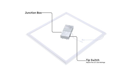 LED Grid Frame Ceiling Light, 2x2, 40W/30W/20W, Adjustable Watts & CCT,3000K-6500K , 4800 Lumens - Lumens Depot
