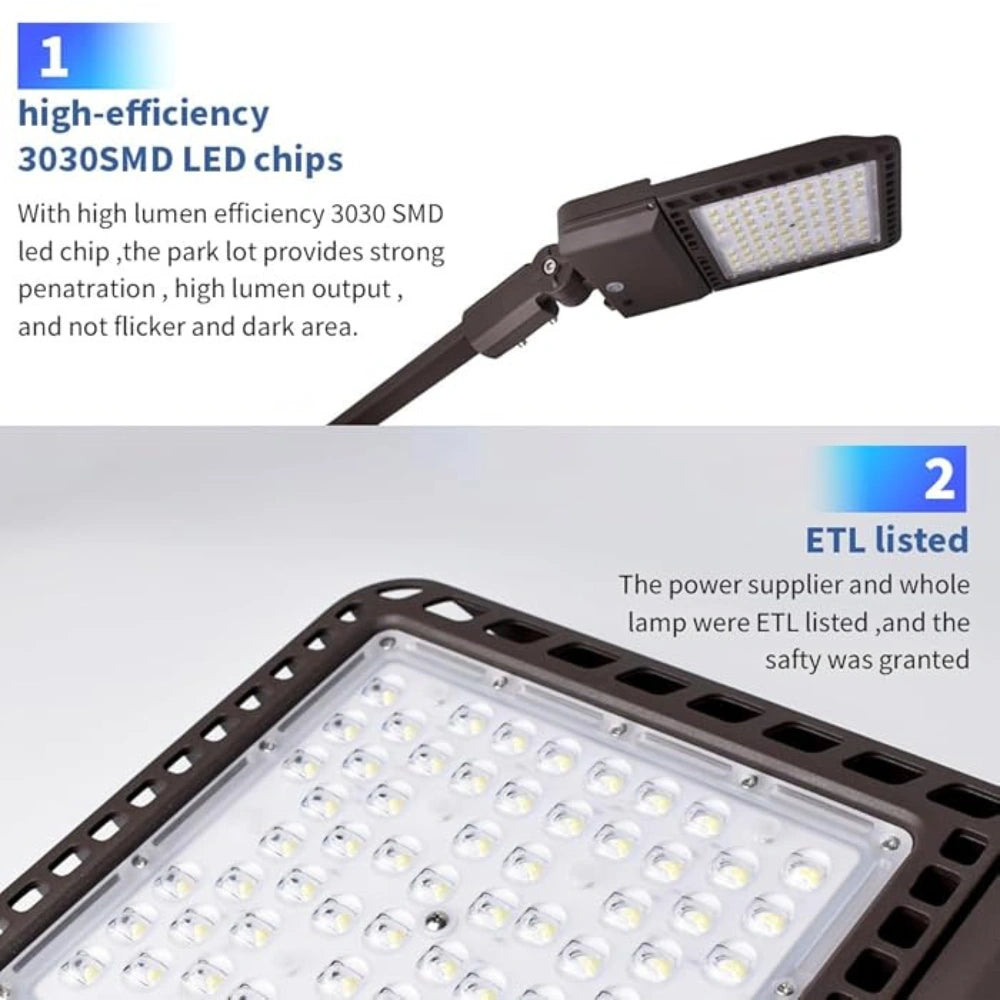 300W LED Parking Lot Light, 4000K, 45000 Lumens, Slip-Fit Mount, Photocell-Ready Base - Lumens Depot