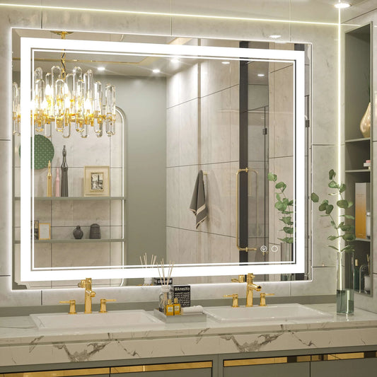 Classic Frontlit LED Bathroom Mirror – Shatterproof - Anti-Fog - Wall-Mounted Vanity Mirror with IP54 Waterproof Rating - Lumens Depot