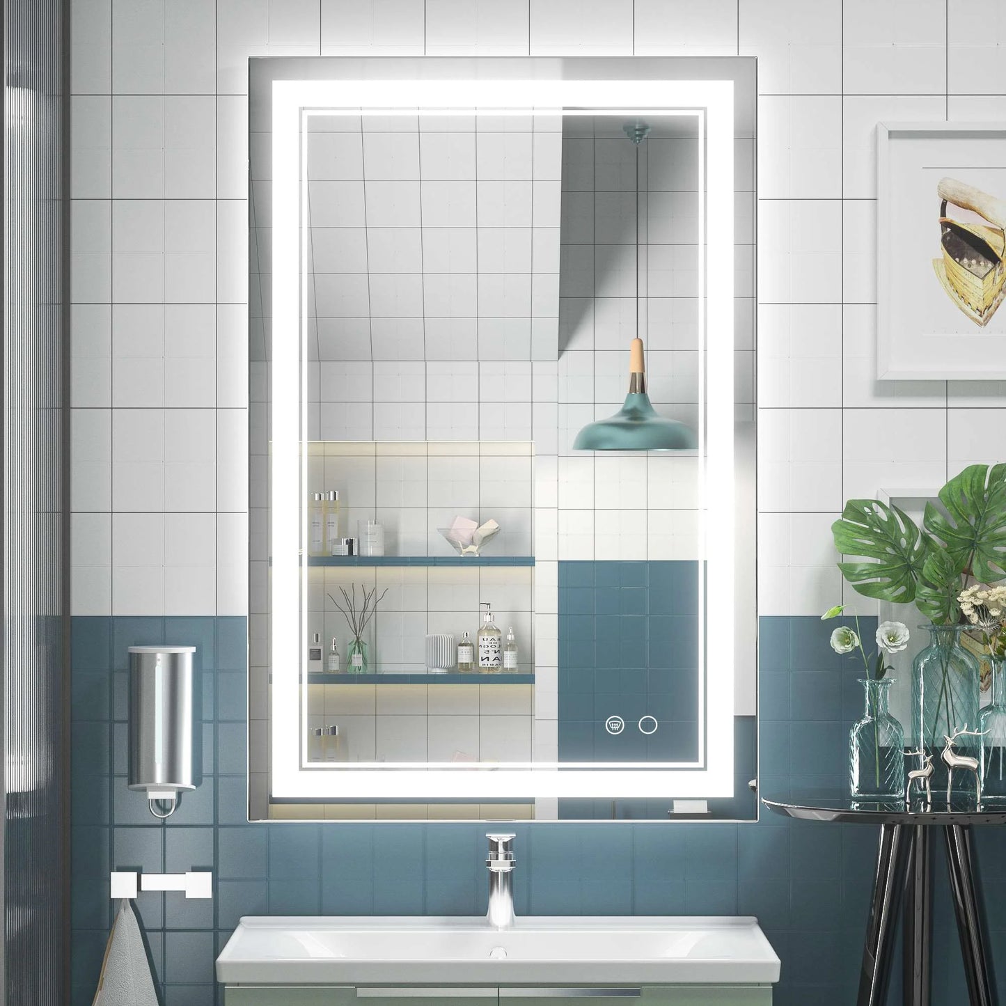 Classic Frontlit LED Bathroom Mirror – Shatterproof - Anti-Fog - Wall-Mounted Vanity Mirror with IP54 Waterproof Rating - Lumens Depot