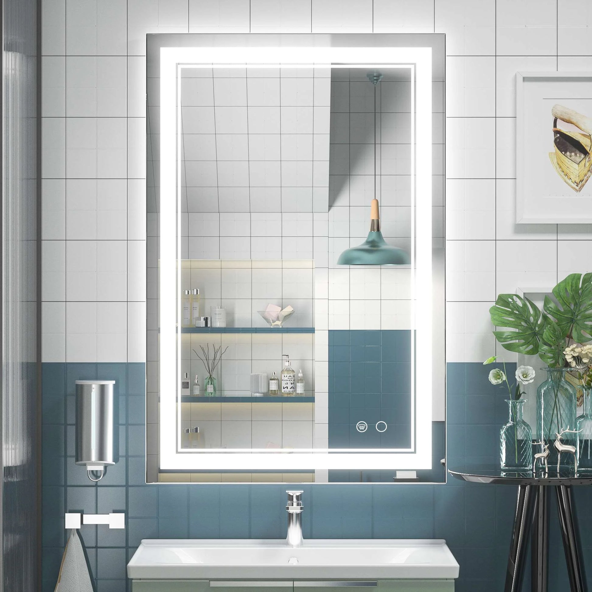Classic Frontlit LED Bathroom Mirror – Shatterproof - Anti-Fog - Wall-Mounted Vanity Mirror with IP54 Waterproof Rating - Lumens Depot