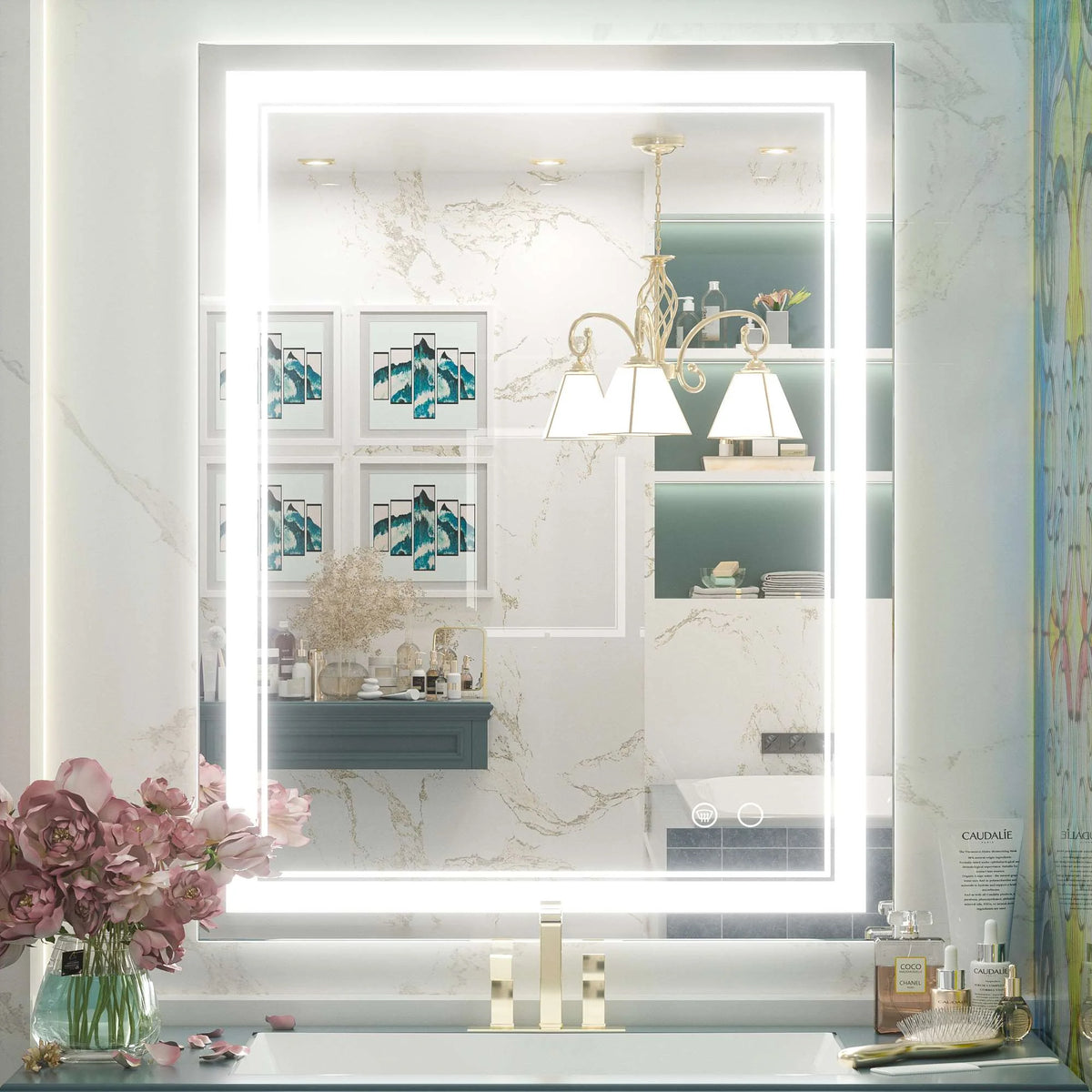Classic Frontlit LED Bathroom Mirror – Shatterproof - Anti-Fog - Wall-Mounted Vanity Mirror with IP54 Waterproof Rating - Lumens Depot