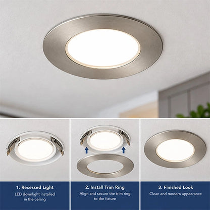 4-Inch Nickel LED Recessed Ceiling Light Designer Trim Ring