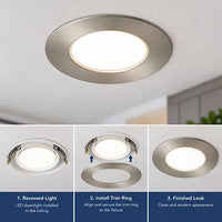4-Inch Nickel LED Recessed Ceiling Light Designer Trim Ring