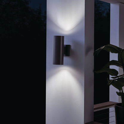 12" Cylinder Outdoor Wall Light in White and Black