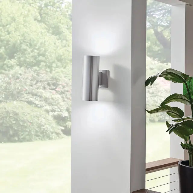 12" Cylinder Outdoor Wall Light in White and Black